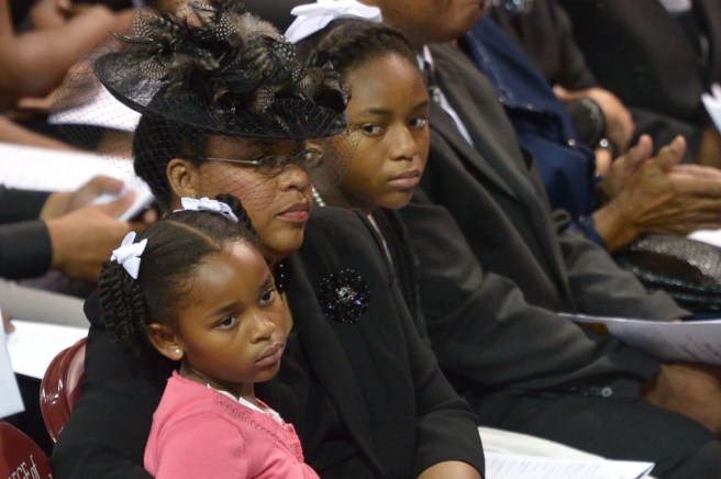 The Pinckney girls and their mother at Rev. Clementa Pinckney's funeral